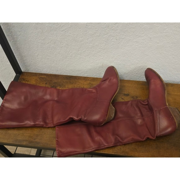9 West Women's Burgundy Leather Knee High Boots Slouchy Style Size 6.5 - Picture 6 of 6